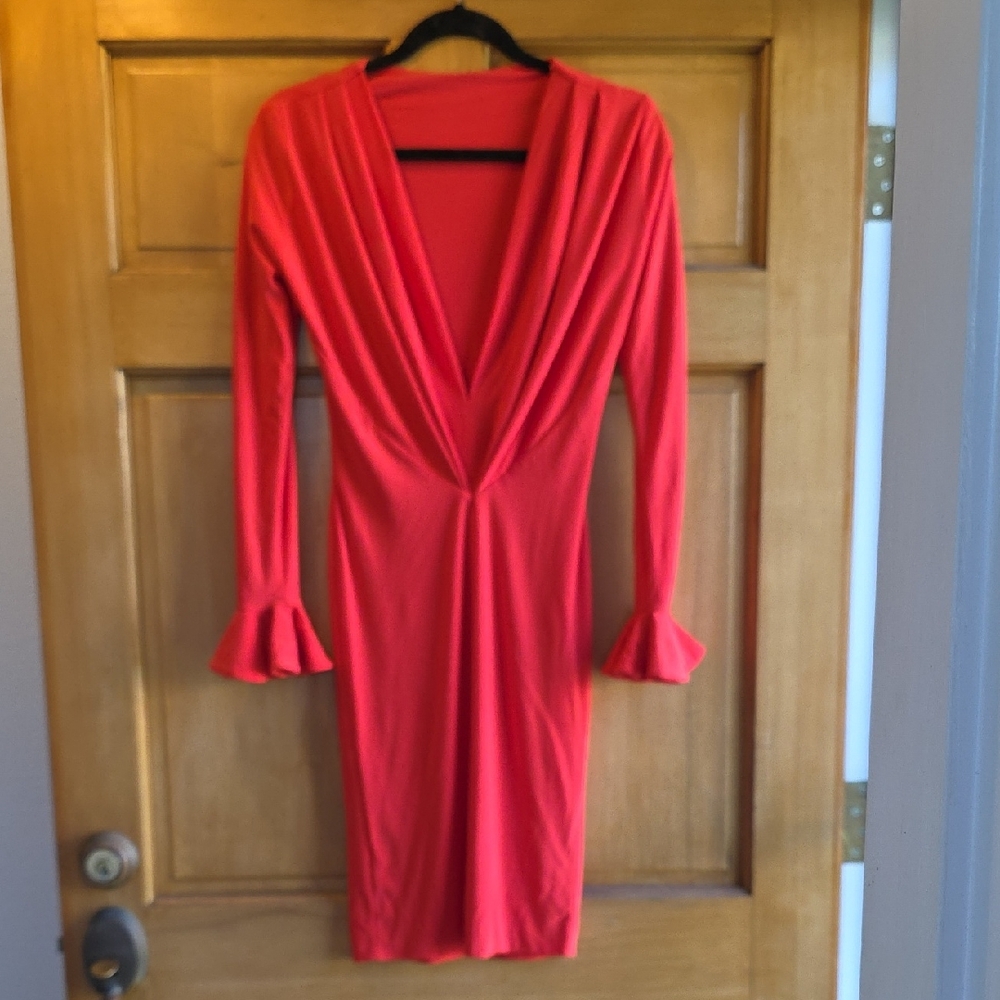 Elegant Red Long-Sleeve Dress